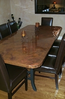 Custom table with patinized copper top